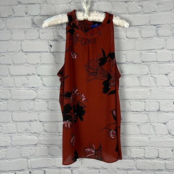 Apt. 9 Women's Floral Print Sleeveless Tank Top Blouse, Size Large, Burnt Orange - Picture 1 of 11